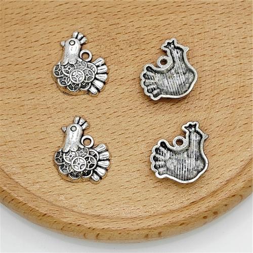 Tibetan Style Animal Pendants, Chicken, antique silver color plated, DIY, 16x15mm, 100PCs/Bag, Sold By Bag