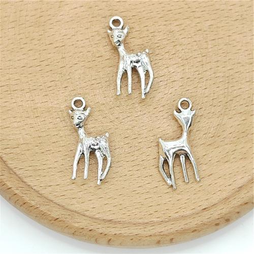 Pendentifs animaux en alliage de zinc, gazelle, Plaqué de couleur d'argent, DIY, 10x22mm, 100PC/sac, Vendu par sac