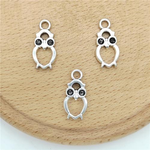 Tibetan Style Animal Pendants, Owl, antique silver color plated, DIY, 10x21mm, 100PCs/Bag, Sold By Bag