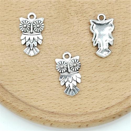 Tibetan Style Animal Pendants, Owl, antique silver color plated, DIY, 13x20mm, 100PCs/Bag, Sold By Bag