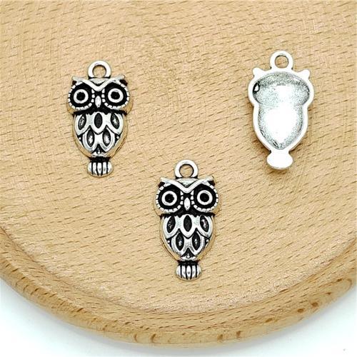 Tibetan Style Animal Pendants, Owl, antique silver color plated, DIY, 13x23mm, 100PCs/Bag, Sold By Bag