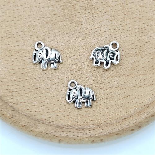 Tibetan Style Animal Pendants, Elephant, antique silver color plated, DIY, 14x12mm, 100PCs/Bag, Sold By Bag