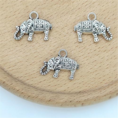 Tibetan Style Animal Pendants, Elephant, antique silver color plated, DIY, 17x14mm, 100PCs/Bag, Sold By Bag