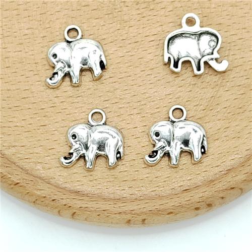 Zinklegierung Tier Anhänger, Elephant, antik silberfarben plattiert, DIY, 14x14mm, 100PCs/Tasche, verkauft von Tasche