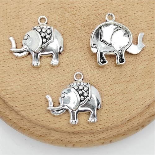 Pendentifs animaux en alliage de zinc, éléphant, Plaqué de couleur d'argent, DIY, 25x23mm, 100PC/sac, Vendu par sac