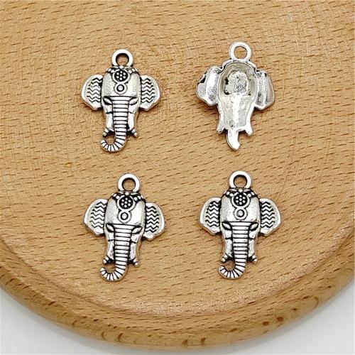 Tibetan Style Animal Pendants, Elephant, antique silver color plated, DIY, 15x22mm, 100PCs/Bag, Sold By Bag