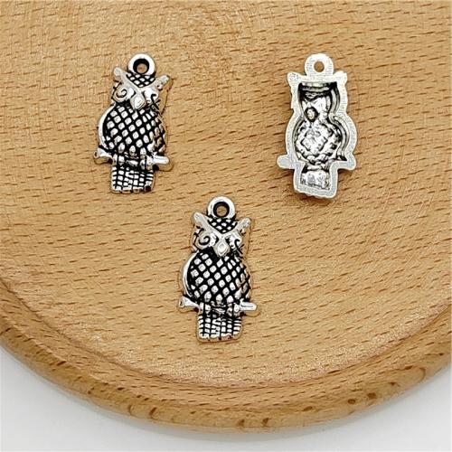 Tibetan Style Animal Pendants, Owl, antique silver color plated, DIY, 13x22mm, 100PCs/Bag, Sold By Bag