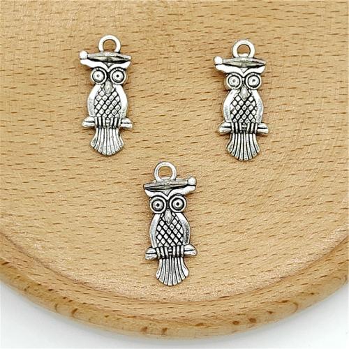 Tibetan Style Animal Pendants, Owl, antique silver color plated, DIY, 10x22mm, 100PCs/Bag, Sold By Bag