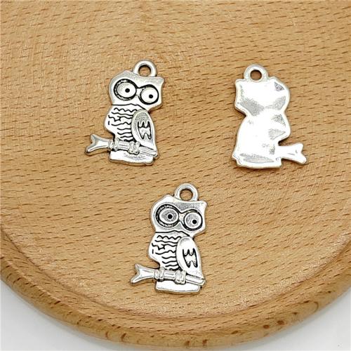 Tibetan Style Animal Pendants, Owl, antique silver color plated, DIY, 15x23mm, 100PCs/Bag, Sold By Bag