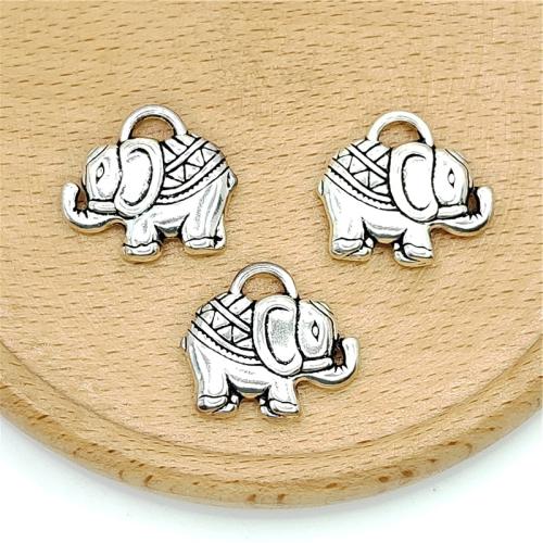 Tibetan Style Animal Pendants, Elephant, antique silver color plated, DIY, 22x17mm, 100PCs/Bag, Sold By Bag