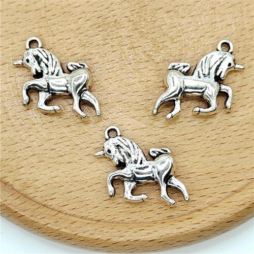 Tibetan Style Animal Pendants, Unicorn, antique silver color plated, DIY, 20x19.50mm, 100PCs/Bag, Sold By Bag