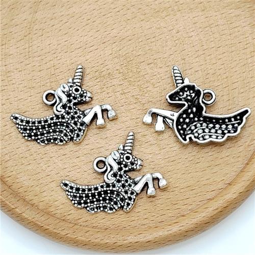 Tibetan Style Animal Pendants, Unicorn, antique silver color plated, DIY, 26x20mm, 100PCs/Bag, Sold By Bag