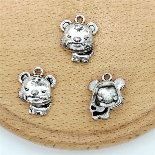 Tibetan Style Animal Pendants, Tiger, antique silver color plated, DIY, 12x18mm, 100PCs/Bag, Sold By Bag