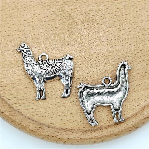 Pendentifs animaux en alliage de zinc, mouton, Plaqué de couleur d'argent, DIY, 25x28mm, 100PC/sac, Vendu par sac