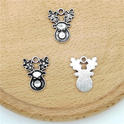 Tibetan Style Animal Pendants, Christmas Reindeer, antique silver color plated, DIY, 14x18mm, 100PCs/Bag, Sold By Bag