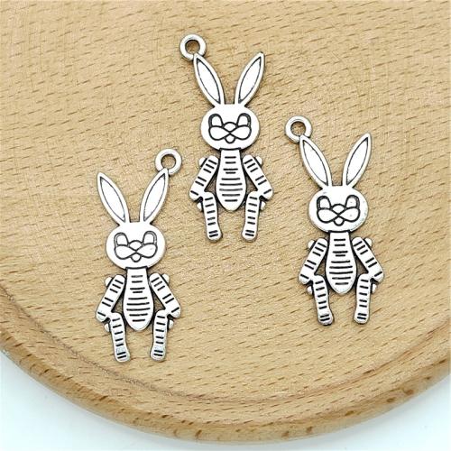 Tibetan Style Animal Pendants, Rabbit, antique silver color plated, DIY, 12x31mm, 100PCs/Bag, Sold By Bag