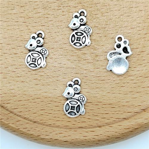 Tibetan Style Animal Pendants, Mouse, antique silver color plated, DIY, 7.50x14.50mm, 100PCs/Bag, Sold By Bag