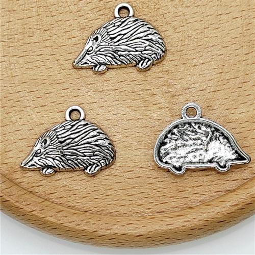 Pendentifs animaux en alliage de zinc, Hérisson, Plaqué de couleur d'argent, DIY, 19x14mm, 100PC/sac, Vendu par sac