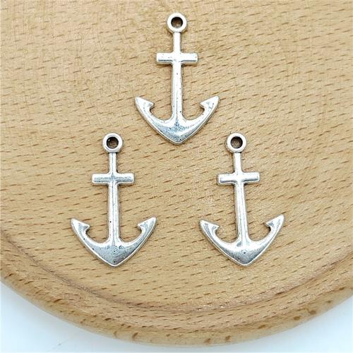 Tibetan Style Ship Wheel & Anchor Pendentif, alliage de zinc, ancre, Plaqué de couleur d'argent, DIY, 15x23mm, 100PC/sac, Vendu par sac