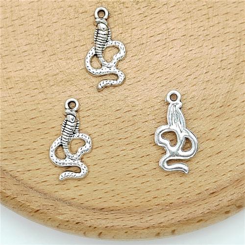 Tibetan Style Animal Pendants, Snake, antique silver color plated, DIY, 7x19mm, 100PCs/Bag, Sold By Bag