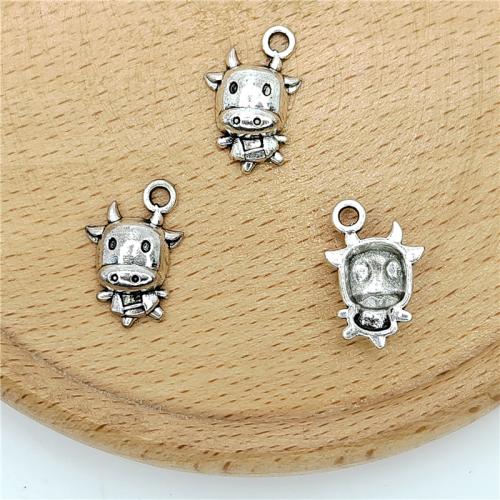 Tibetan Style Animal Pendants, Cow, antique silver color plated, DIY, 12x16mm, 100PCs/Bag, Sold By Bag