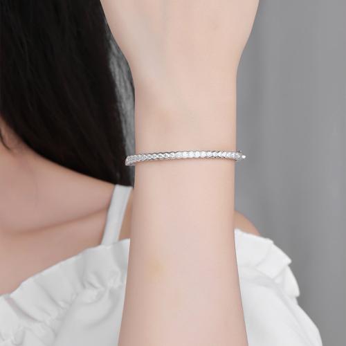 925 Sterling Silver Bangle, with Moissanite, fashion jewelry & for woman, Inner Diameter:Approx 50x58mm, Sold By PC