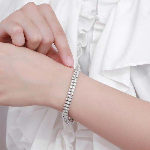 925 Sterling Silver Bracelet, with Moissanite, Unisex & different size for choice, Sold By PC