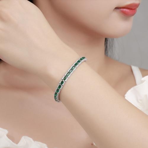 925 Sterling Silver Bracelet, with Spinel, different size for choice & for woman & with rhinestone, Sold By PC