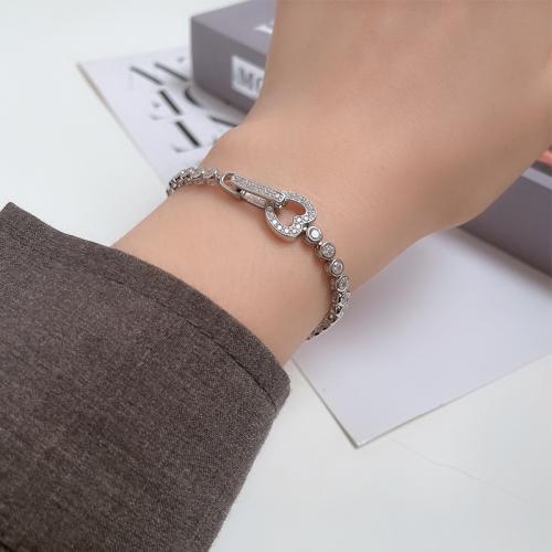 925 Sterling Silver Bracelet, different size for choice & for woman & with rhinestone, Sold By PC