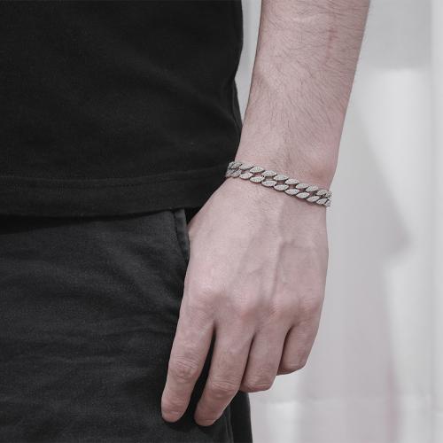 925 Sterling Silver Bracelet, different size for choice & for man & with rhinestone, Sold By PC