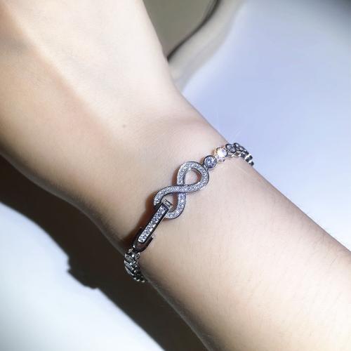 925 Sterling Silver Bracelet, different size for choice & for woman & with rhinestone, Sold By PC