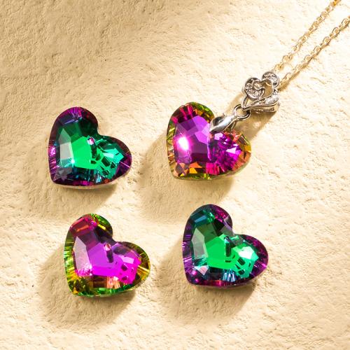 Crystal Pendants, Heart, plated, DIY, more colors for choice, 18x15mm, 12PCs/Bag, Sold By Bag