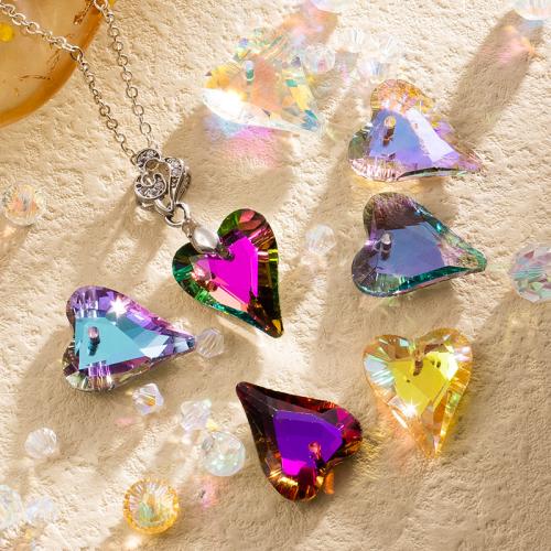 Crystal Pendants, Heart, plated, DIY, more colors for choice, 14x17mm, 12PCs/Bag, Sold By Bag