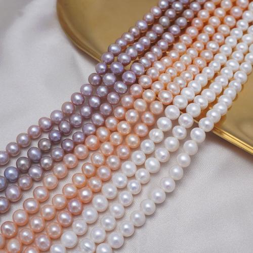 Natural Freshwater Pearl Loose Beads, Slightly Round, DIY, more colors for choice, 6-6.5mm, Sold Per Approx 40 cm Strand