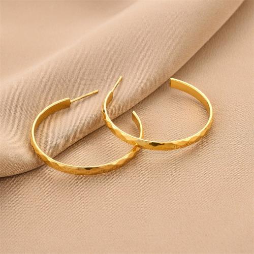 Titanium Steel  Earring, fashion jewelry & for woman, golden, 50mm, Sold By Pair