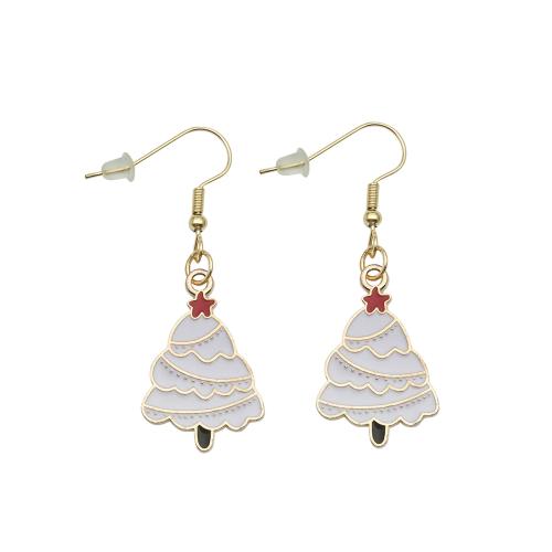 Tibetan Style Drop Earring, Christmas Tree, Christmas Design & fashion jewelry & for woman & enamel, 18x49mm, Sold By Pair