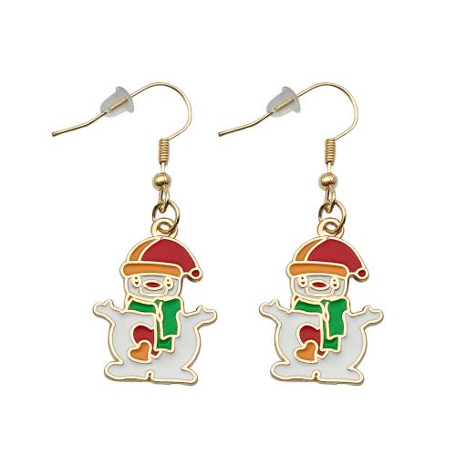 Tibetan Style Drop Earring, Snowman, Christmas Design & fashion jewelry & for woman & enamel, 17x46mm, Sold By Pair