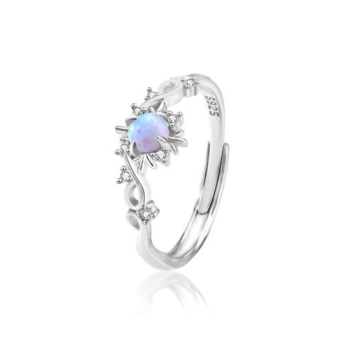 Cubic Zirconia Micro Pave 925 Sterling Silver Rings, with Opal, fashion jewelry & micro pave cubic zirconia & for woman, 22x20mm, Sold By PC