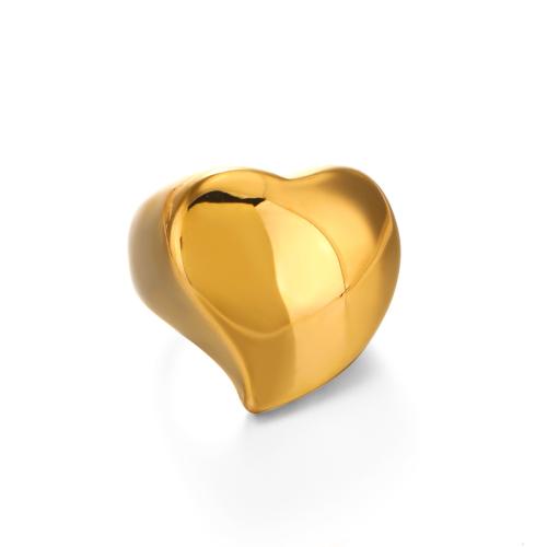 Stainless Steel Finger Ring, 304 Stainless Steel, Heart, Vacuum Ion Plating, fashion jewelry & for woman, golden, Sold By PC