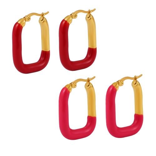 Stainless Steel Lever Back Earring, 304 Stainless Steel, fashion jewelry & for woman & enamel, more colors for choice, 28x22mm, Sold By Pair