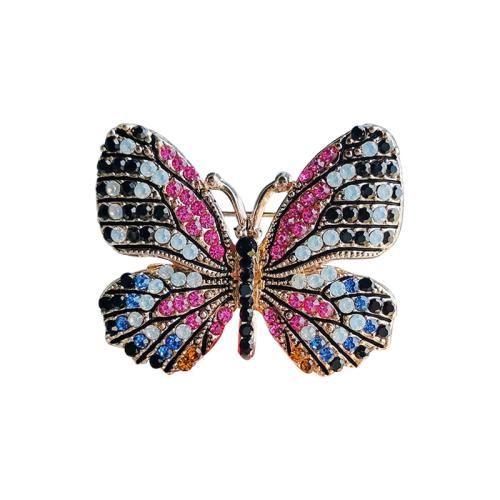 Tibetan Style Brooches, Butterfly, fashion jewelry & for woman & with rhinestone, more colors for choice, 45x38mm, Sold By PC