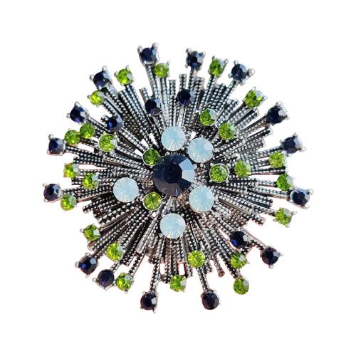 Tibetan Style Brooches, fashion jewelry & for woman & with rhinestone, more colors for choice, 52x52mm, Sold By PC