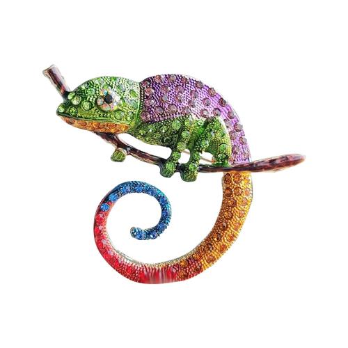 Tibetan Style Brooches, Chameleon, fashion jewelry & for woman & with rhinestone, more colors for choice, 65x65mm, Sold By PC