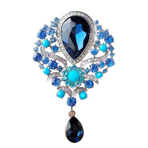 Tibetan Style Brooches, fashion jewelry & for woman & with rhinestone, more colors for choice, 57x90mm, Sold By PC