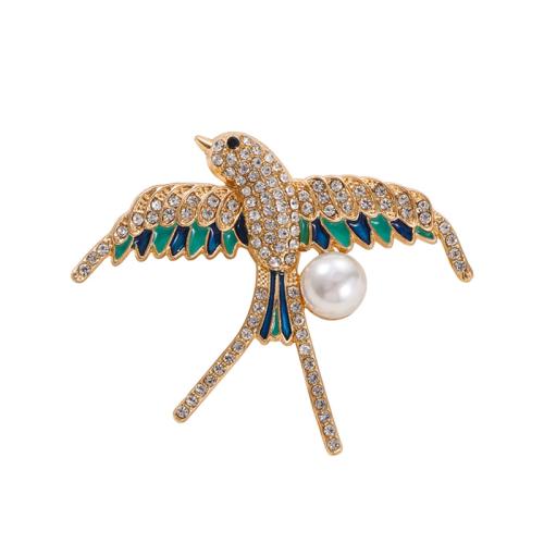 Tibetan Style Brooches, swallow, Unisex & enamel & with rhinestone, more colors for choice, 48x59mm, Sold By PC