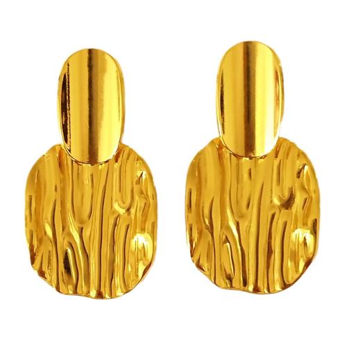 Stainless Steel Stud Earrings, 304 Stainless Steel, 18K gold plated, fashion jewelry & for woman, golden, 24.70x47.50mm, Sold By Pair