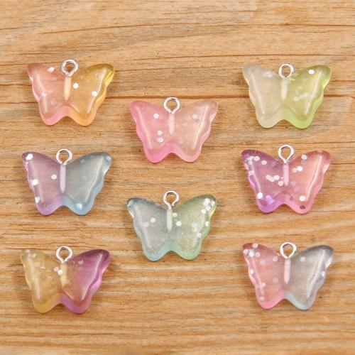 Resin Pendant, with Iron, Butterfly, DIY, more colors for choice, 15x20mm, Hole:Approx 2mm, Approx 100PCs/Bag, Sold By Bag