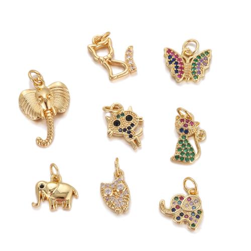 Cubic Zirconia Micro Pave Brass Pendant, gold color plated, Different Shape for Choice & DIY & micro pave cubic zirconia, more colors for choice, nickel, lead & cadmium free, Sold By PC