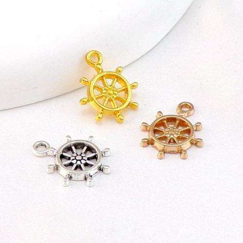 Tibetan Style Ship Wheel & Anchor Pendant, plated, DIY, more colors for choice, nickel, lead & cadmium free, 19x15x2.20mm, Approx 100PCs/Bag, Sold By Bag