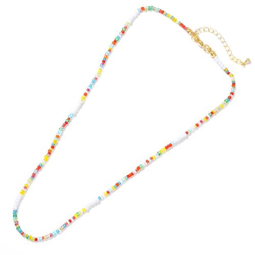 Glass Beads Necklaces, Seedbead, with 304 Stainless Steel, with 5cm extender chain, fashion jewelry & for woman, multi-colored, nickel, lead & cadmium free, Length:Approx 42 cm, Sold By PC